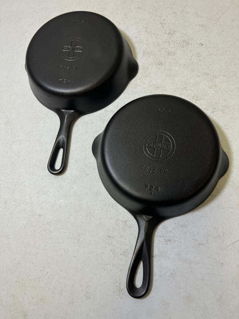 2- Griswold No. 5 Small Block Logo Skillets