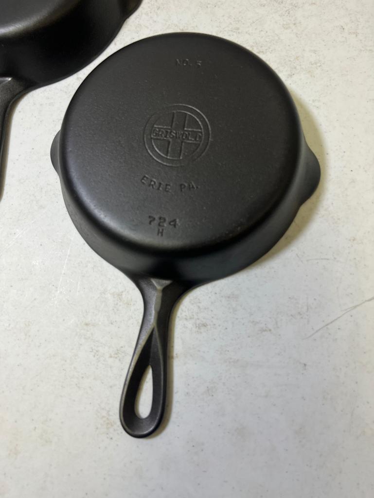 2- Griswold No. 5 Small Block Logo Skillets