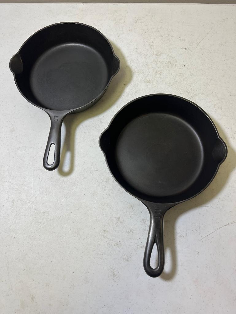 2- Griswold No. 5 Small Block Logo Skillets