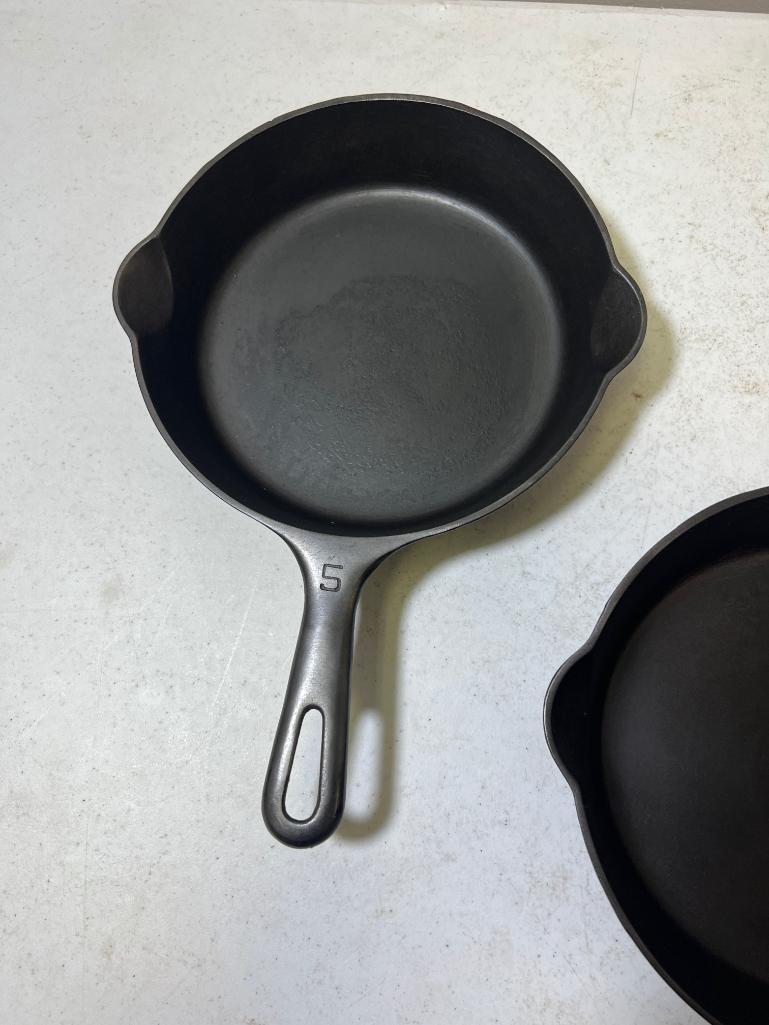 2- Griswold No. 5 Small Block Logo Skillets
