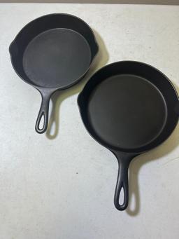 Pair of National No. 8 Cast Iron Skillets with heat rings