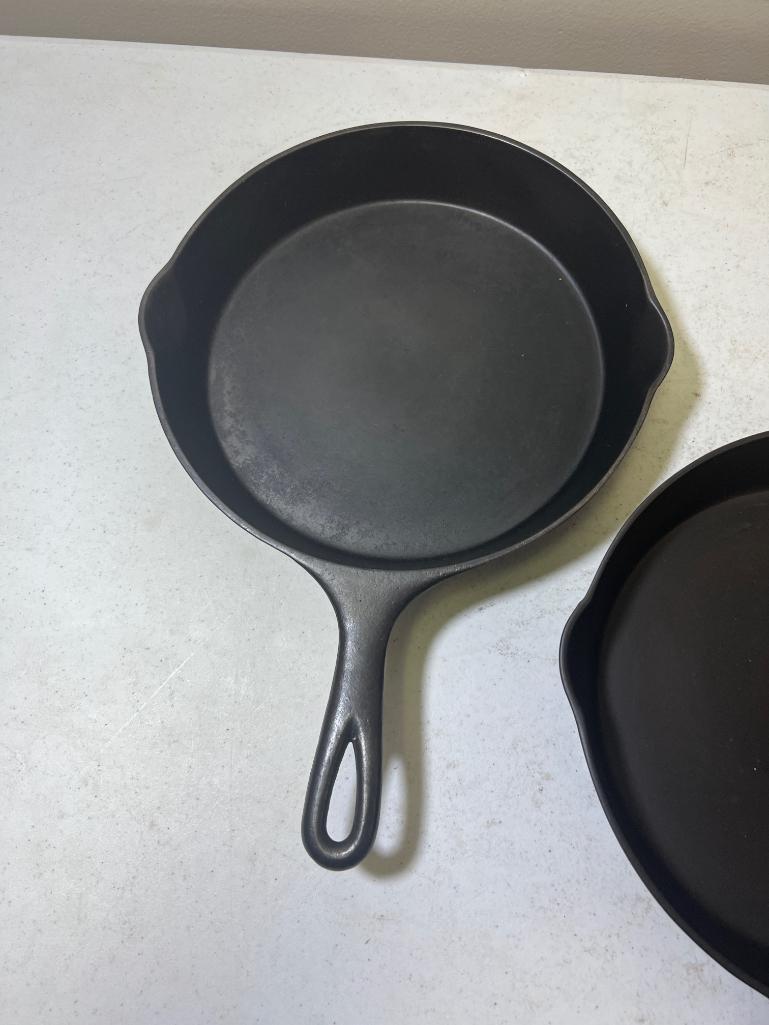 Pair of National No. 8 Cast Iron Skillets with heat rings