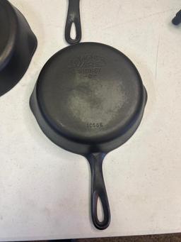 5- Wagnerware Cast Iron Skillets, Nos. 3,5,6,8 and 10