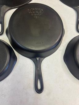 5- Wagnerware Cast Iron Skillets, Nos. 3,5,6,8 and 10