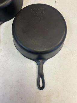 2- Wagnerware No. 8 Cast Iron Skillets, one is a chicken fryer