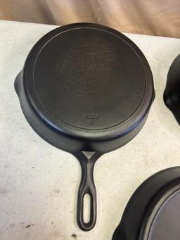 3- Cast Iron Skillets, No. 8 and 9 Iron Mountain, and Vintage No. 8 w/ heat ring