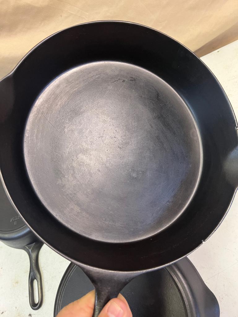 3- Cast Iron Skillets, No. 8 and 9 Iron Mountain, and Vintage No. 8 w/ heat ring