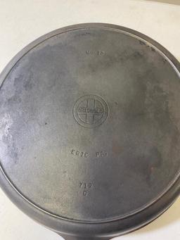 Griswold No. 12 Small Block Logo Cast Iron Skillet, mold 719D, w/ heat ring