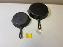 2- Griswold Small Block Skillets, No. 5 and no. 8, 709G and 724L