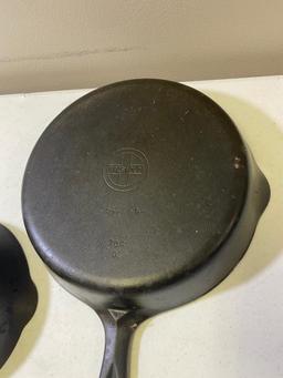 2- Griswold Small Block Skillets, No. 5 and no. 8, 709G and 724L