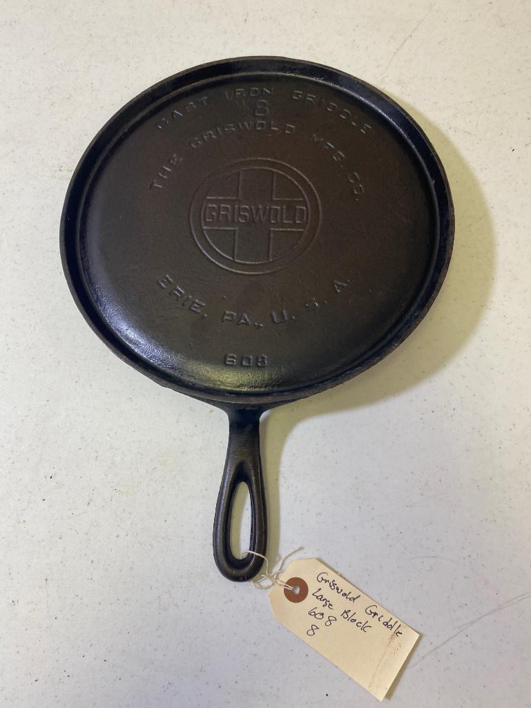 Griswold No. 8 Griddle, Large Block Logo, mold 608