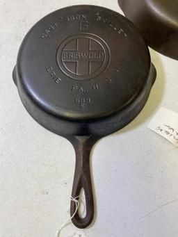 2- Griswold Cast Iron Skillets, No. 6 and No. 8, both Large Block Logo