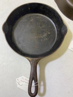 2- Griswold Cast Iron Skillets, No. 6 and No. 8, both Large Block Logo
