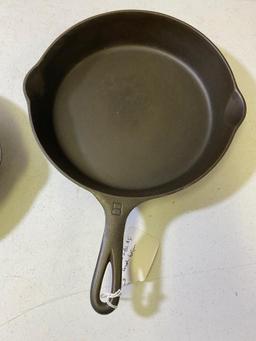 2- Griswold Cast Iron Skillets, No. 6 and No. 8, both Large Block Logo