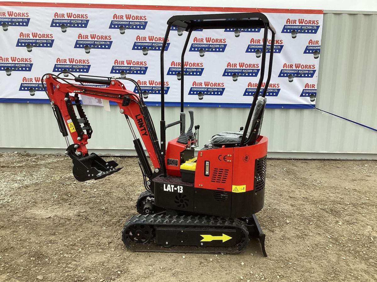 (INV531) New Unused Lanity Model LAT-13 Mini Excavator with Blade, Mechanical Thumb and Aux. Hyd.