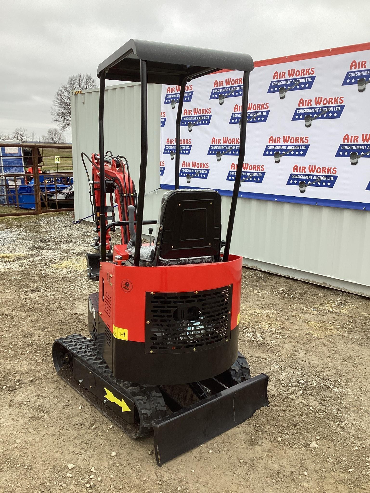 (INV531) New Unused Lanity Model LAT-13 Mini Excavator with Blade, Mechanical Thumb and Aux. Hyd.