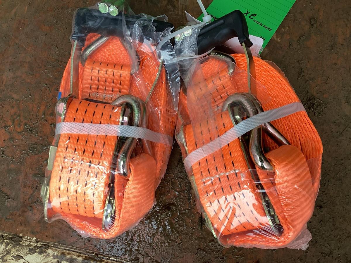 (INV518) 2 New Unused 2in. x 27ft Ratchet Strap