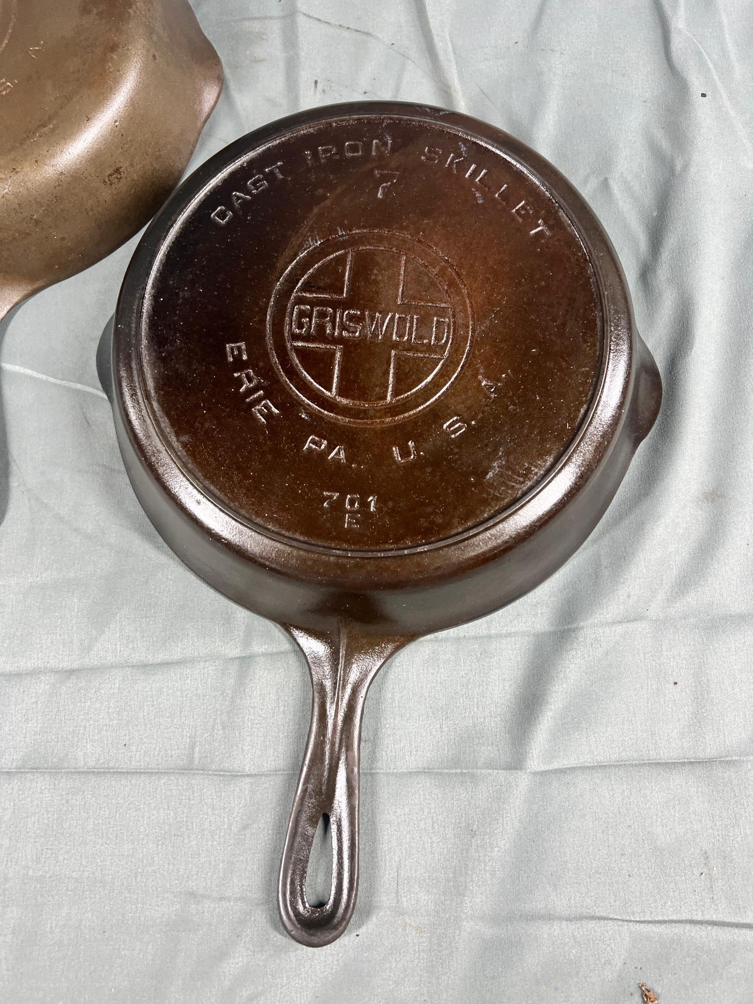 Griswold No. 6 and 7 Large Block Logo Cast Iron Skillets