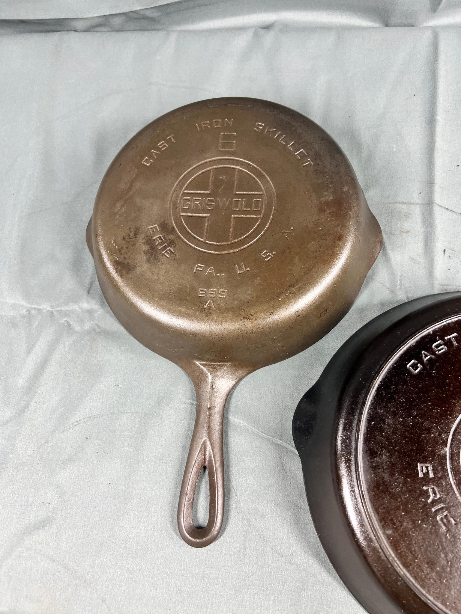 Griswold No. 6 and 7 Large Block Logo Cast Iron Skillets