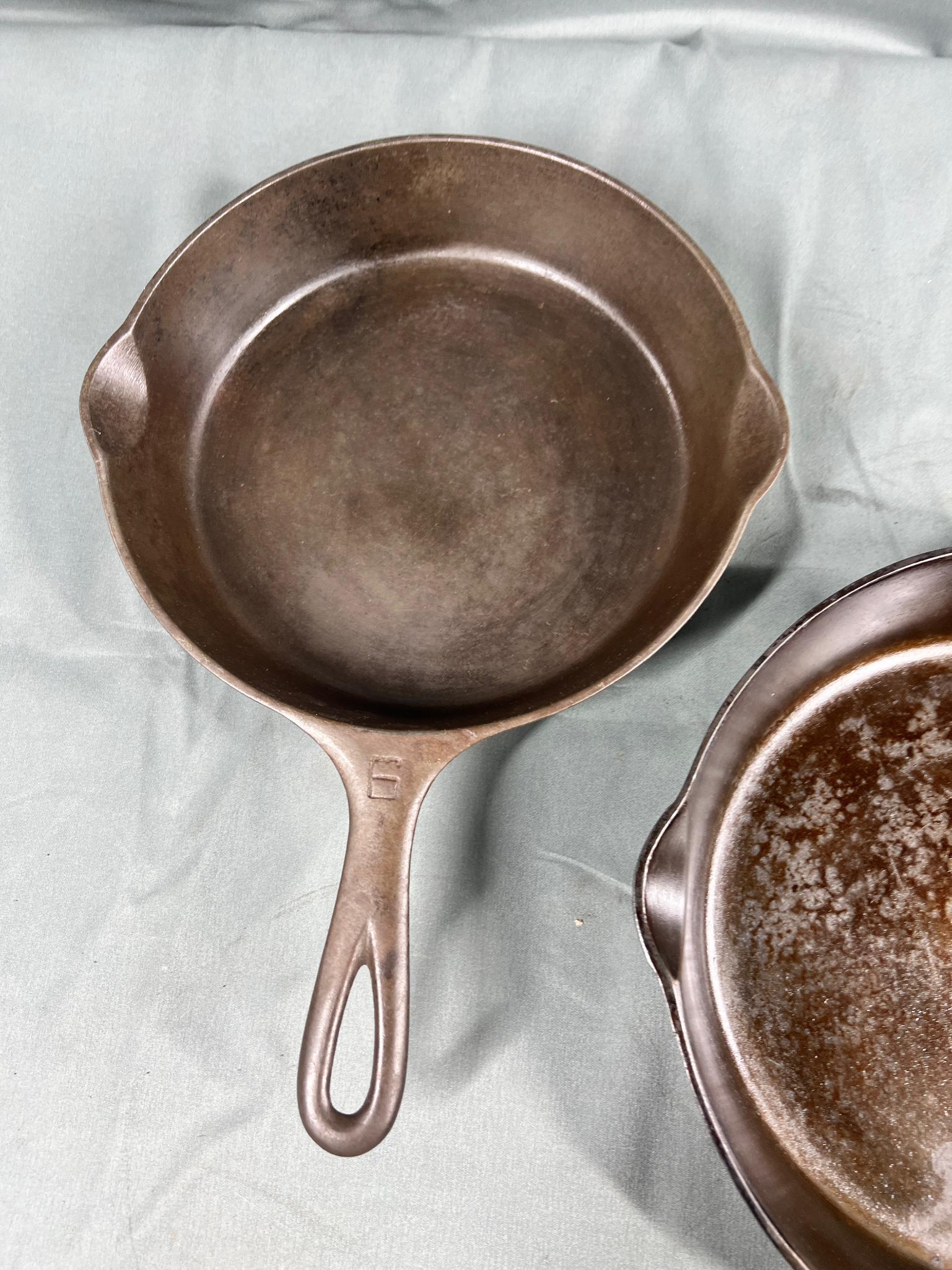 Griswold No. 6 and 7 Large Block Logo Cast Iron Skillets