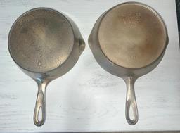 No. 5 Wagner Plated and Wapak no. 5 Plated cast iron skillets, both w/ heat rings