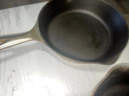No. 5 Wagner Plated and Wapak no. 5 Plated cast iron skillets, both w/ heat rings