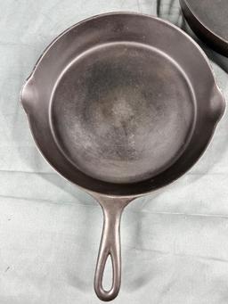 National No. 8 and 9 Cast Iron Skillets w/ heat ring