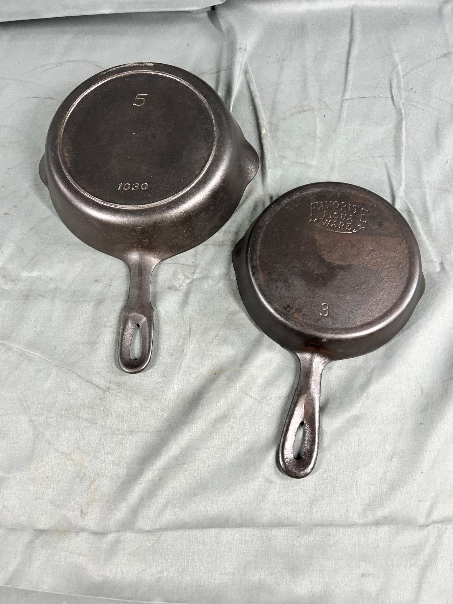 Favorite Piquware no. 3 Cast Iron Skillet, and No. 5 Iron Mountain skillet
