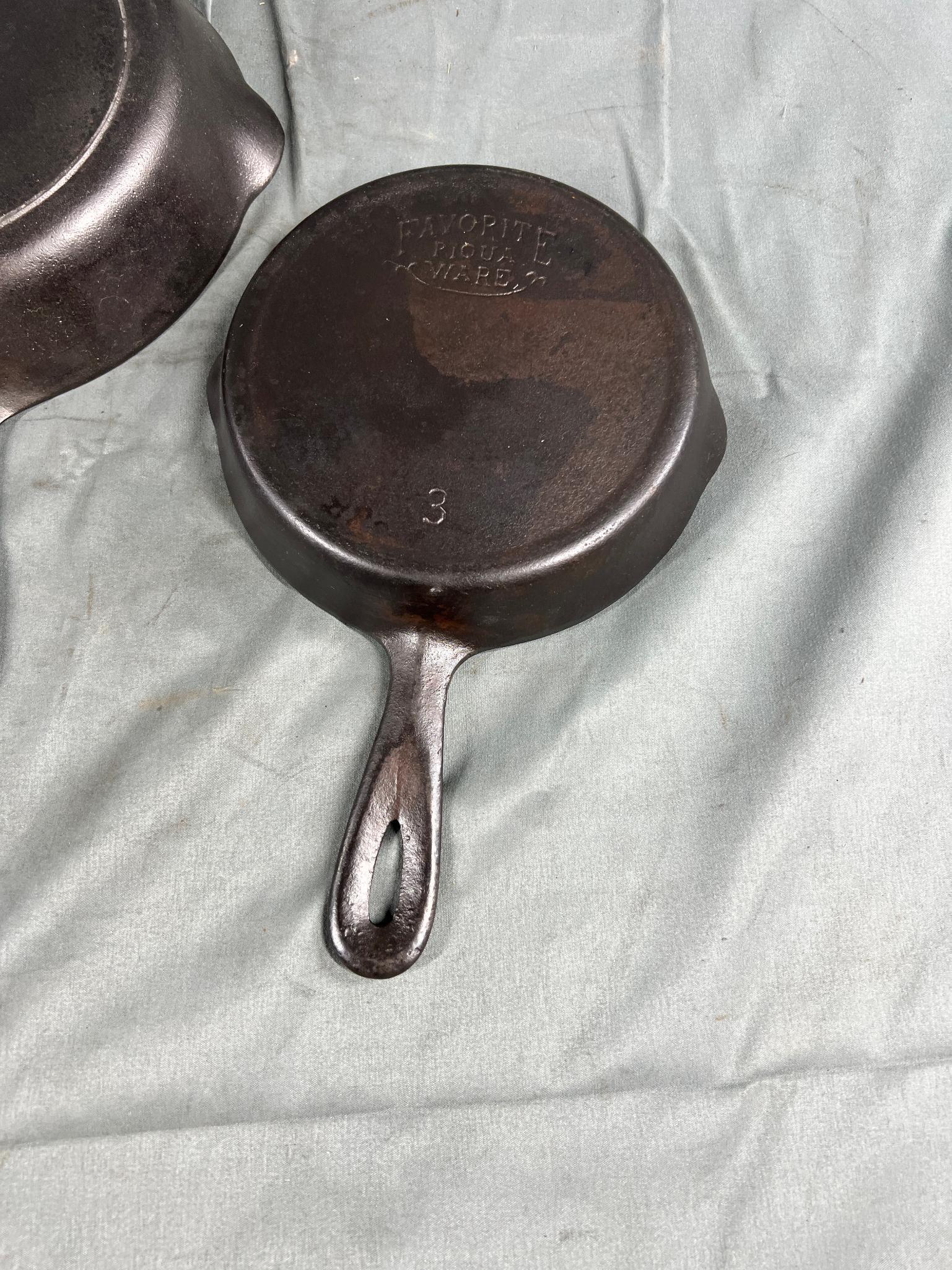 Favorite Piquware no. 3 Cast Iron Skillet, and No. 5 Iron Mountain skillet