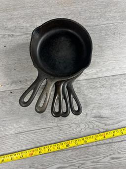 4- Wagner no. 3 Cast Iron Skillets