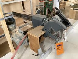 MVM DM-10 Crosscut Saw, Air Powered, Extension Table with Flip Stop Fence
