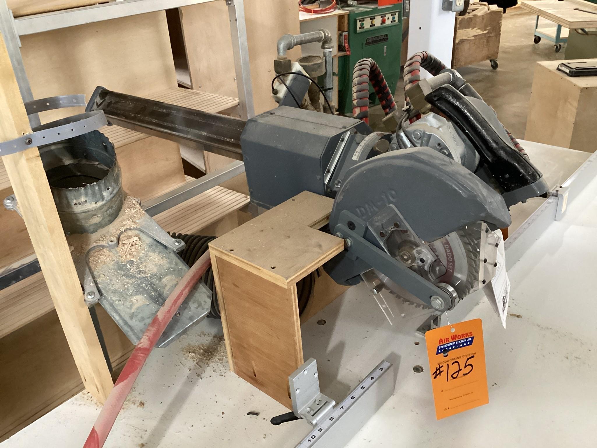 MVM DM-10 Crosscut Saw, Air Powered, Extension Table with Flip Stop Fence