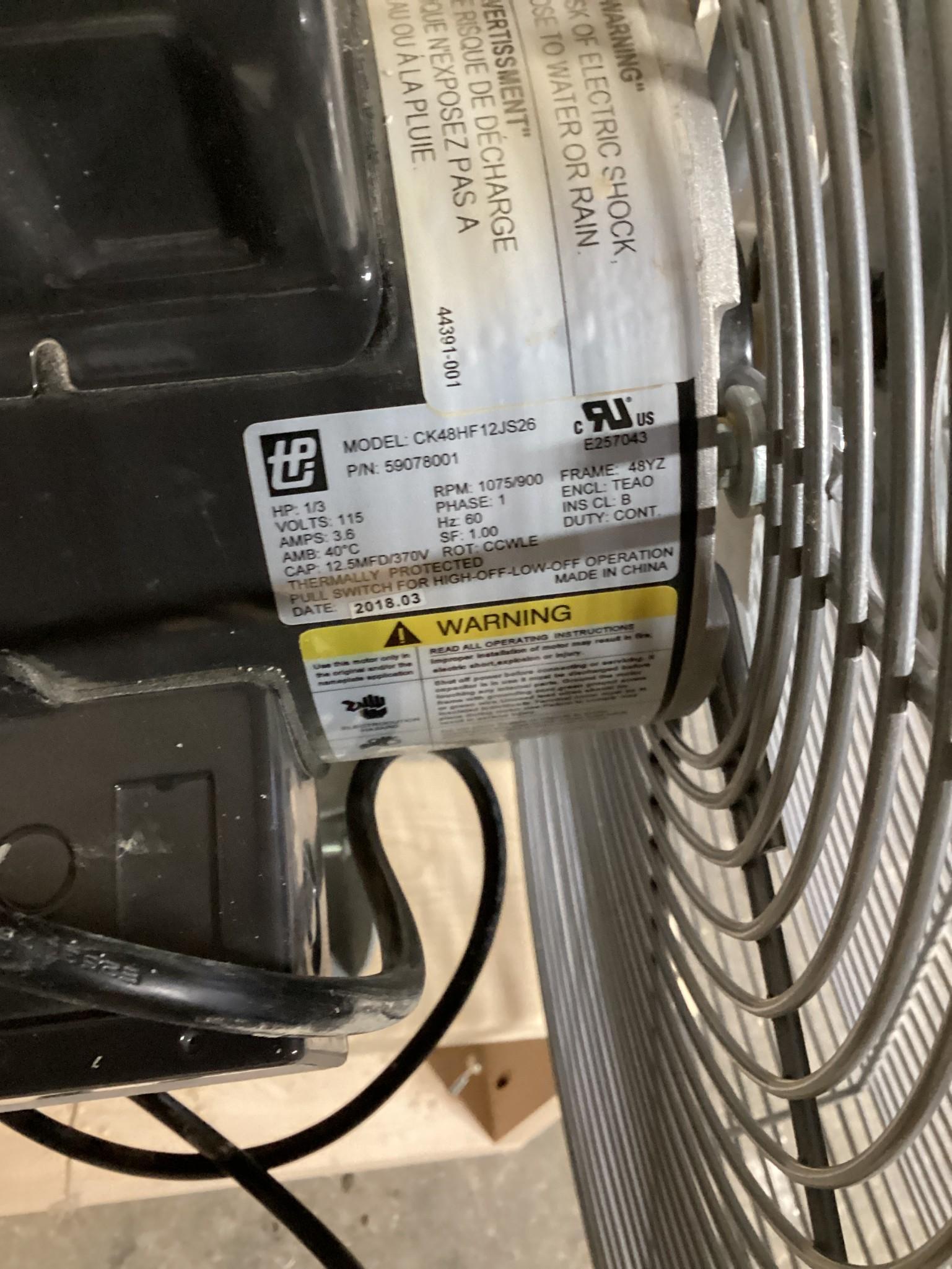 2 - 30" Fans, 1 TPI Corporation, 1 Strongway, 120 Volt