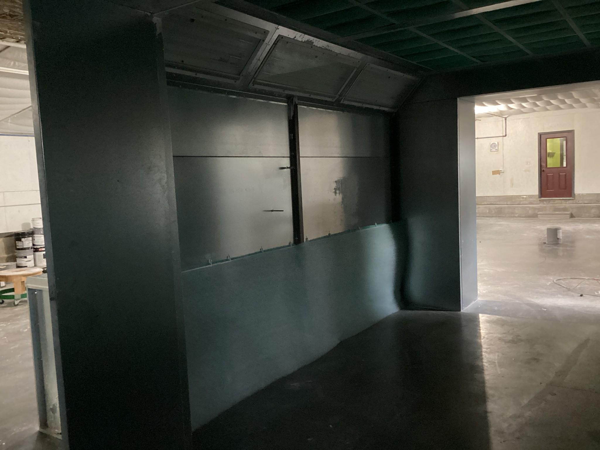R and S Sheet Metal Pass Through Spray Booth. Inside Dimensions Are 170" Long x 144" Wide. Like New.