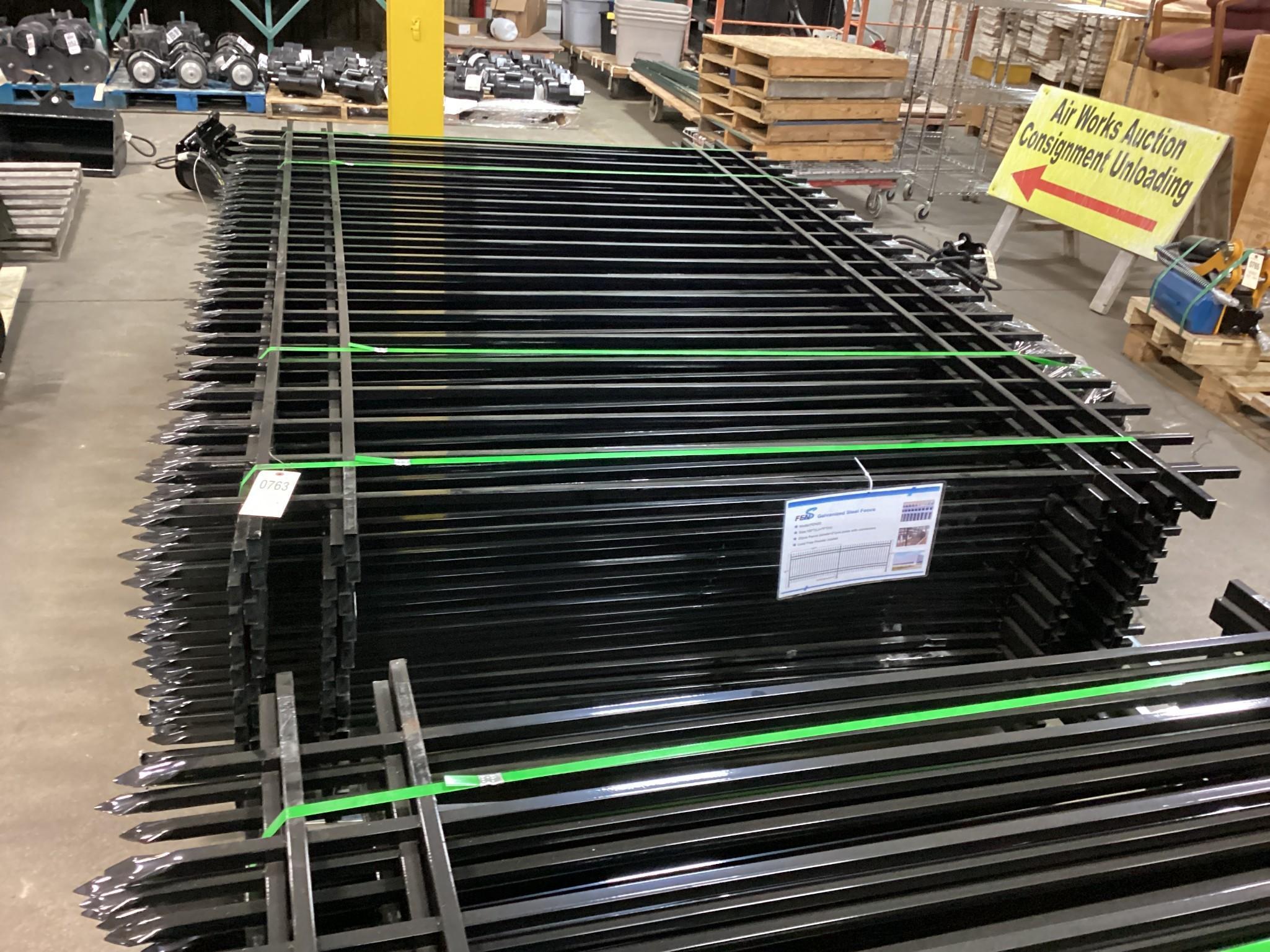 New Unused Fens Model Fens20 Galvanized Steel Fence, 20 Sections 10 Ft Long x 7 Ft High