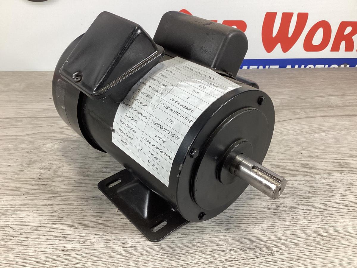 New Unused TEFC AC Induction Electric Motor, 1 Hp 230 Volt 1 Phase, 3450 rpm