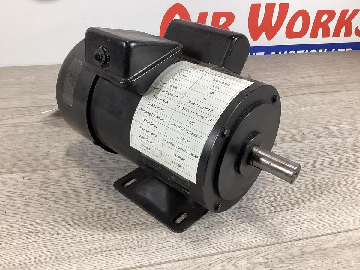 New Unused TEFC AC Induction Electric Motor, 1 Hp 230 Volt 1 Phase, 3450 rpm