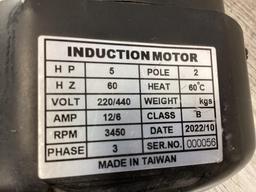 5 Hp 220/440 Volt 3 Phase Induction Electric Motor, 3450 rpm