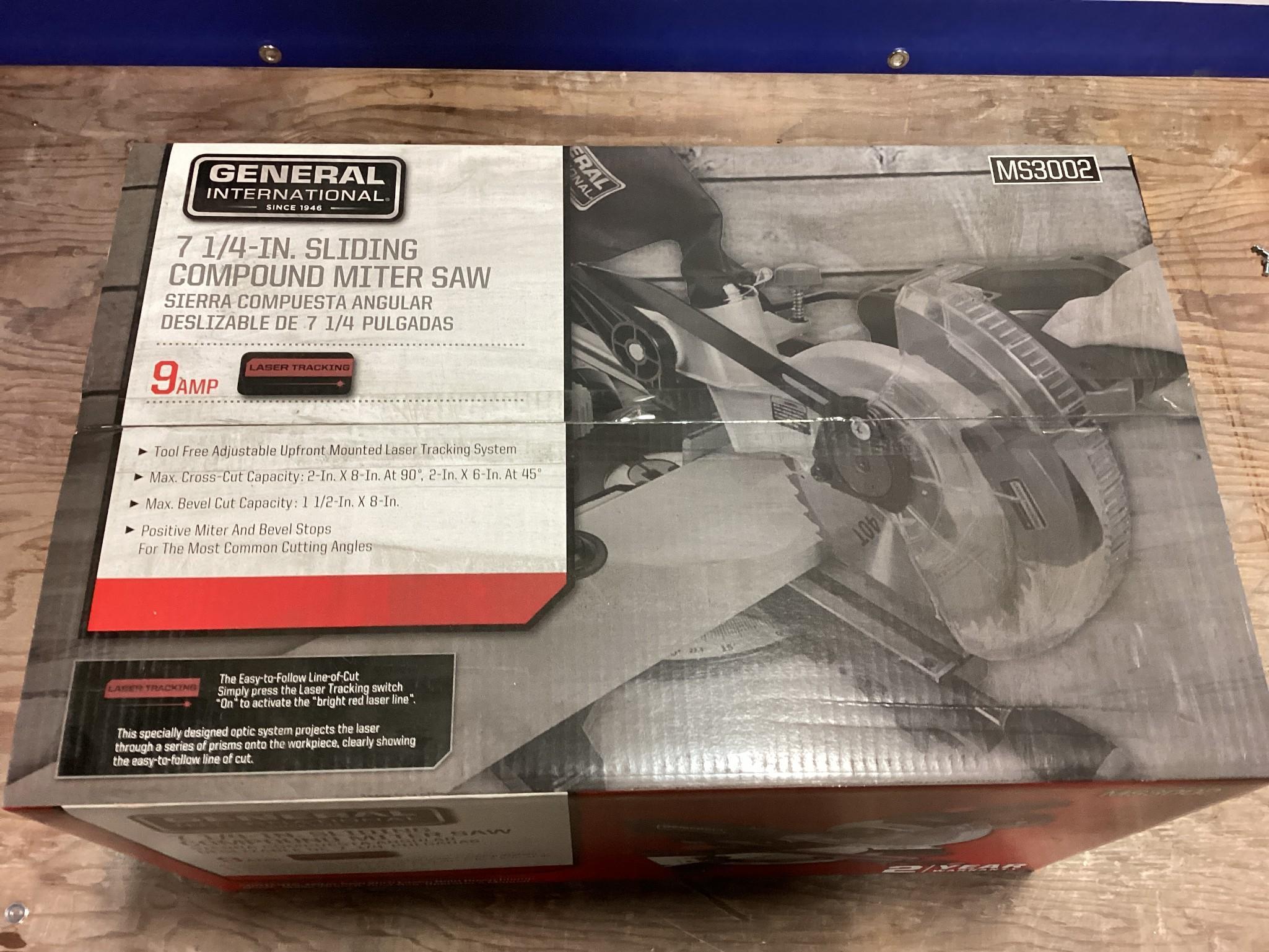 New Unused General Model MS3002- 7 1/4" Sliding Compound Miter Saw