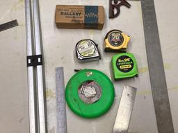Box Lot of Squares and Measuring Tools