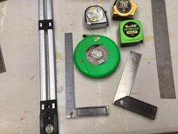 Box Lot of Squares and Measuring Tools