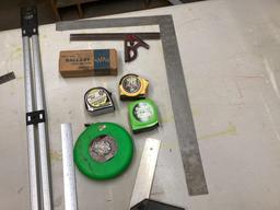 Box Lot of Squares and Measuring Tools