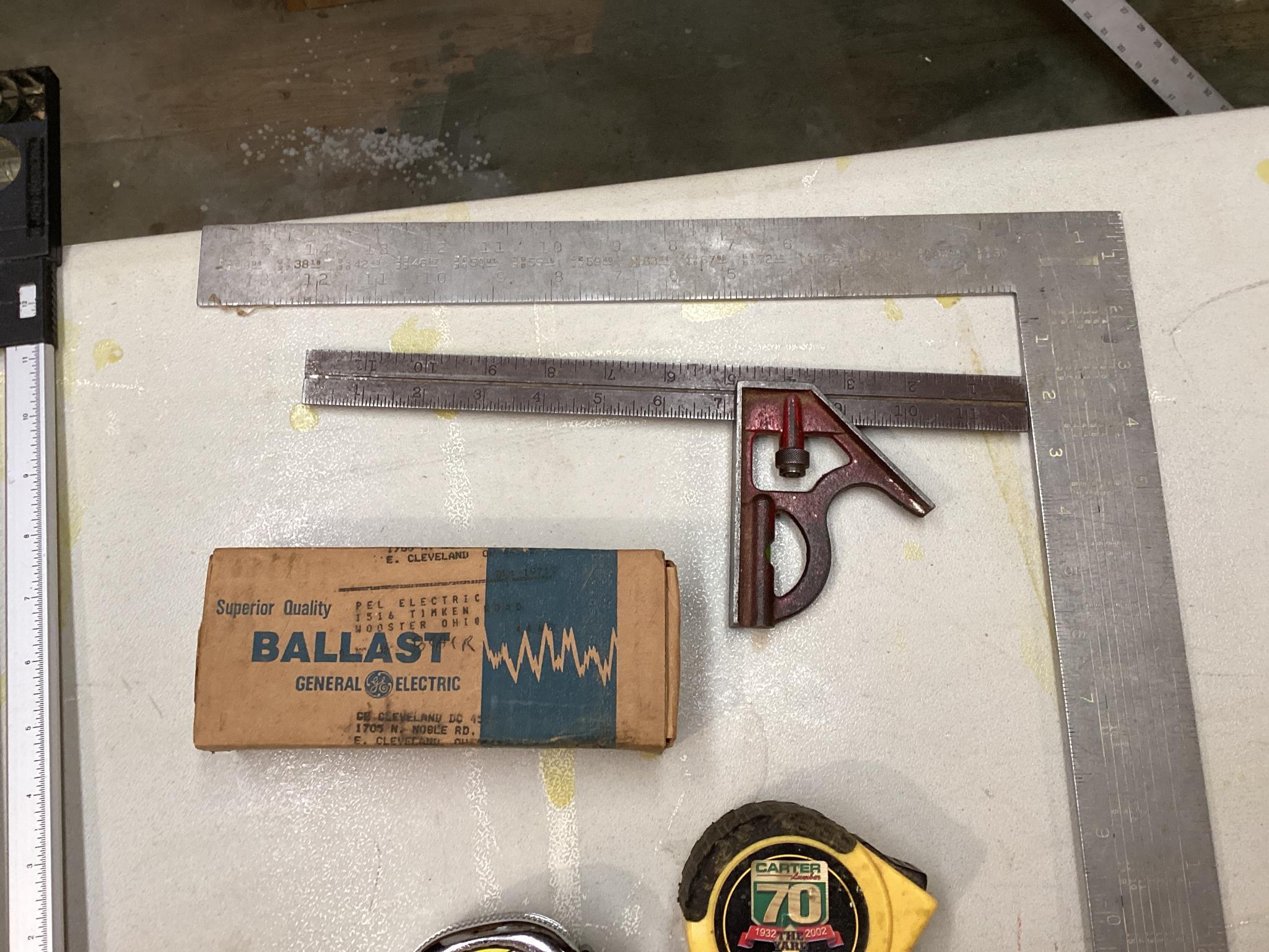 Box Lot of Squares and Measuring Tools