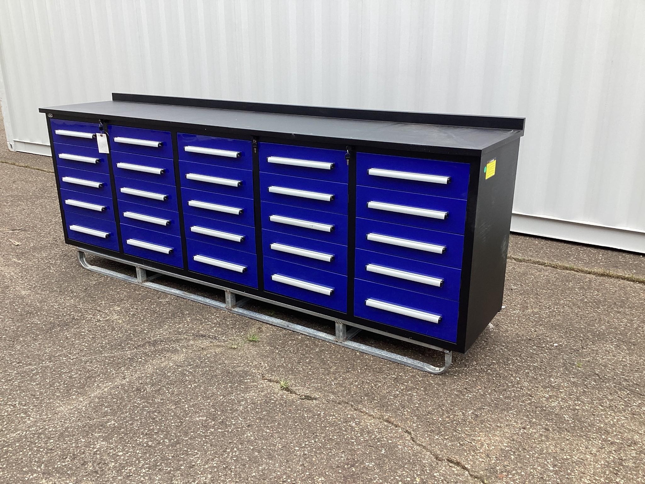 (Inv4H) New Unused Steelman 10 Ft. 25 Drawer Stainless Steel Workbench