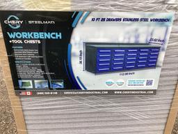 (Inv4H) New Unused Steelman 10 Ft. 25 Drawer Stainless Steel Workbench