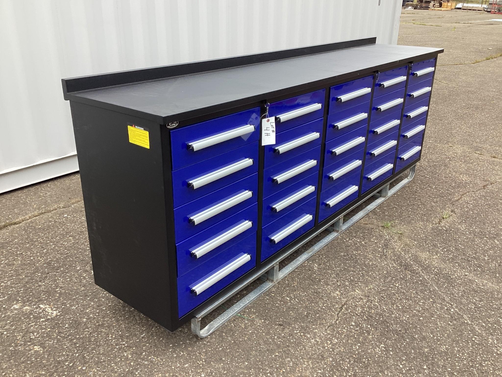 (Inv4H) New Unused Steelman 10 Ft. 25 Drawer Stainless Steel Workbench