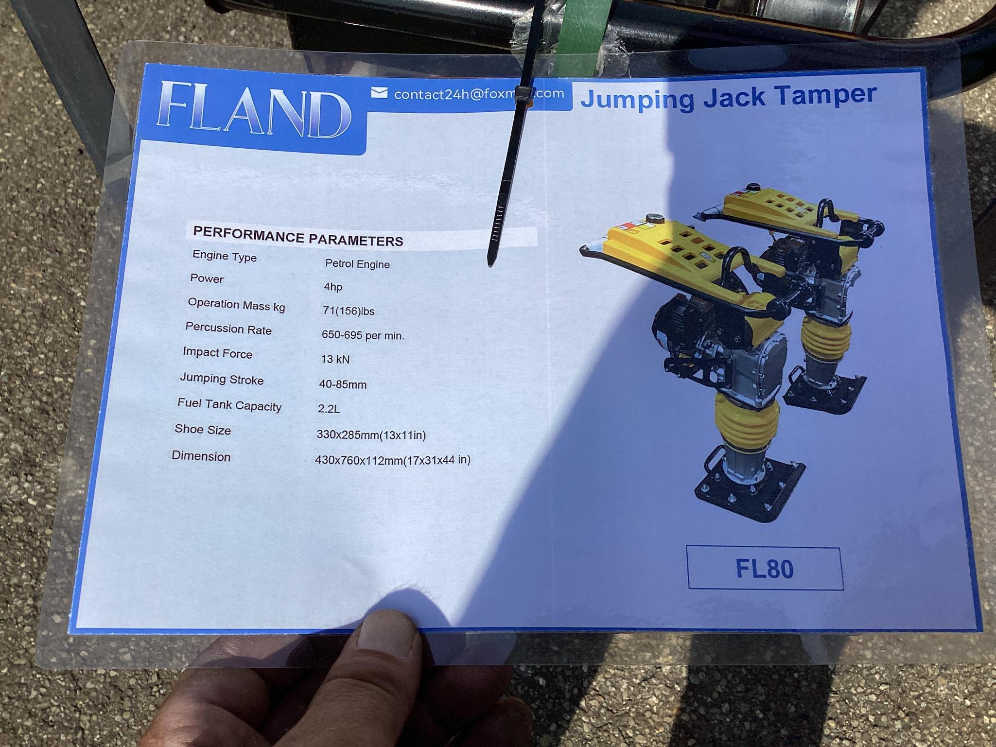 New Unused Fland Model FL80 Jumping Jack Tamper, 4 Hp Gas Engine