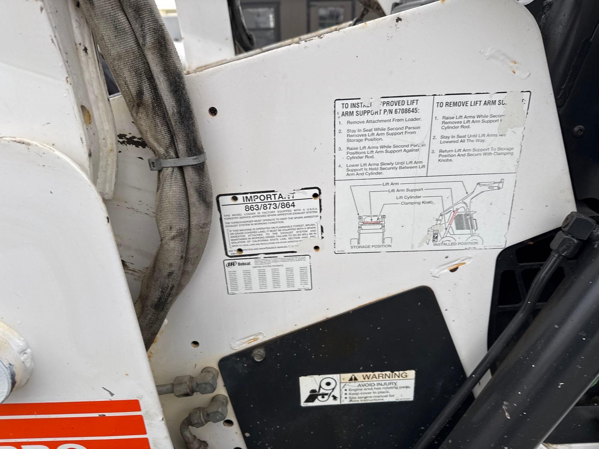 Bobcat 873 Skid Steer 3299hrs SN#514147171 Runs/Works Good! Heat/AC