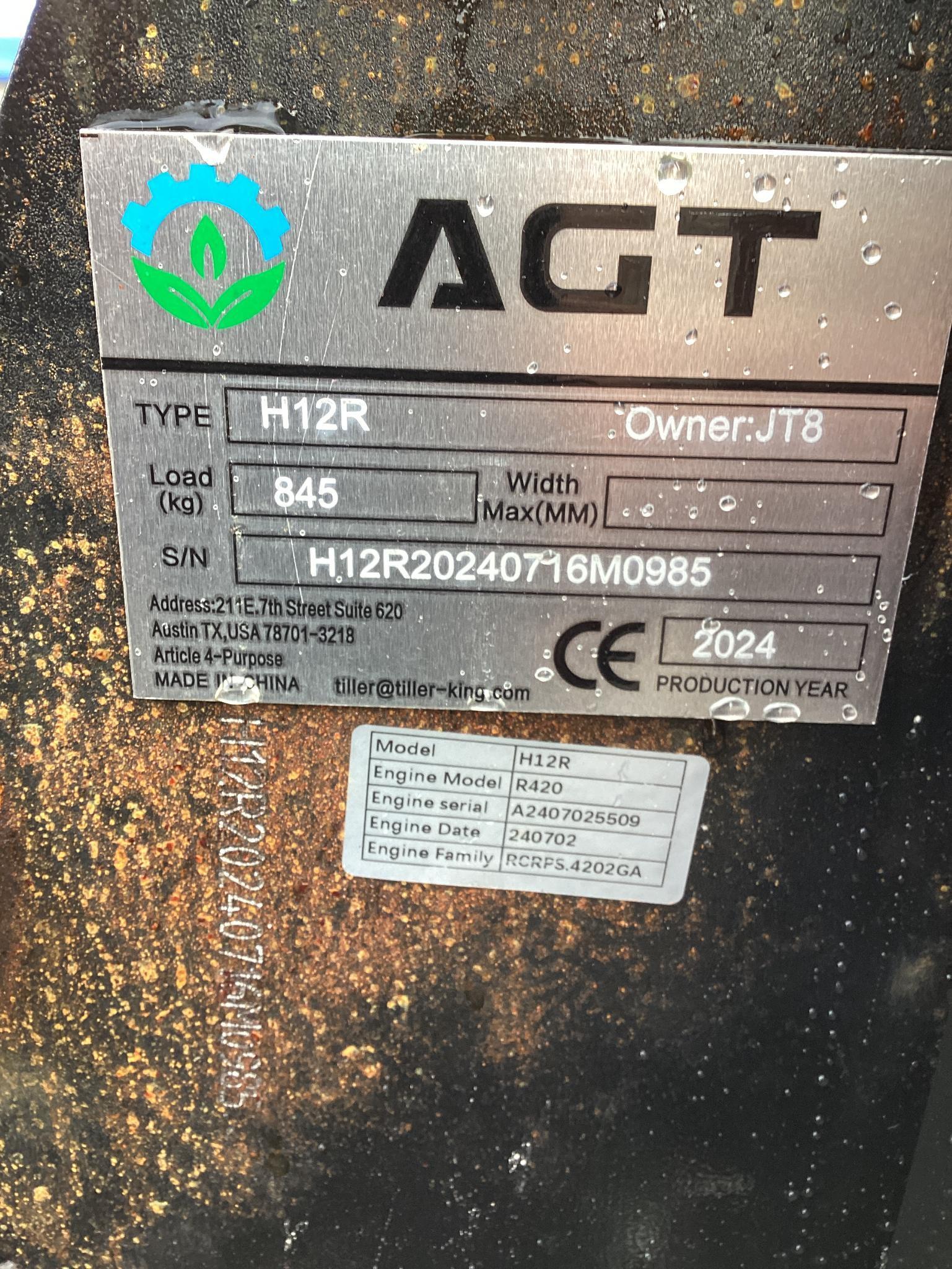 New Unused AGT Model H12R Mini Excavator, Gas Engine, 14" Digging Bucket, Dozer Blade