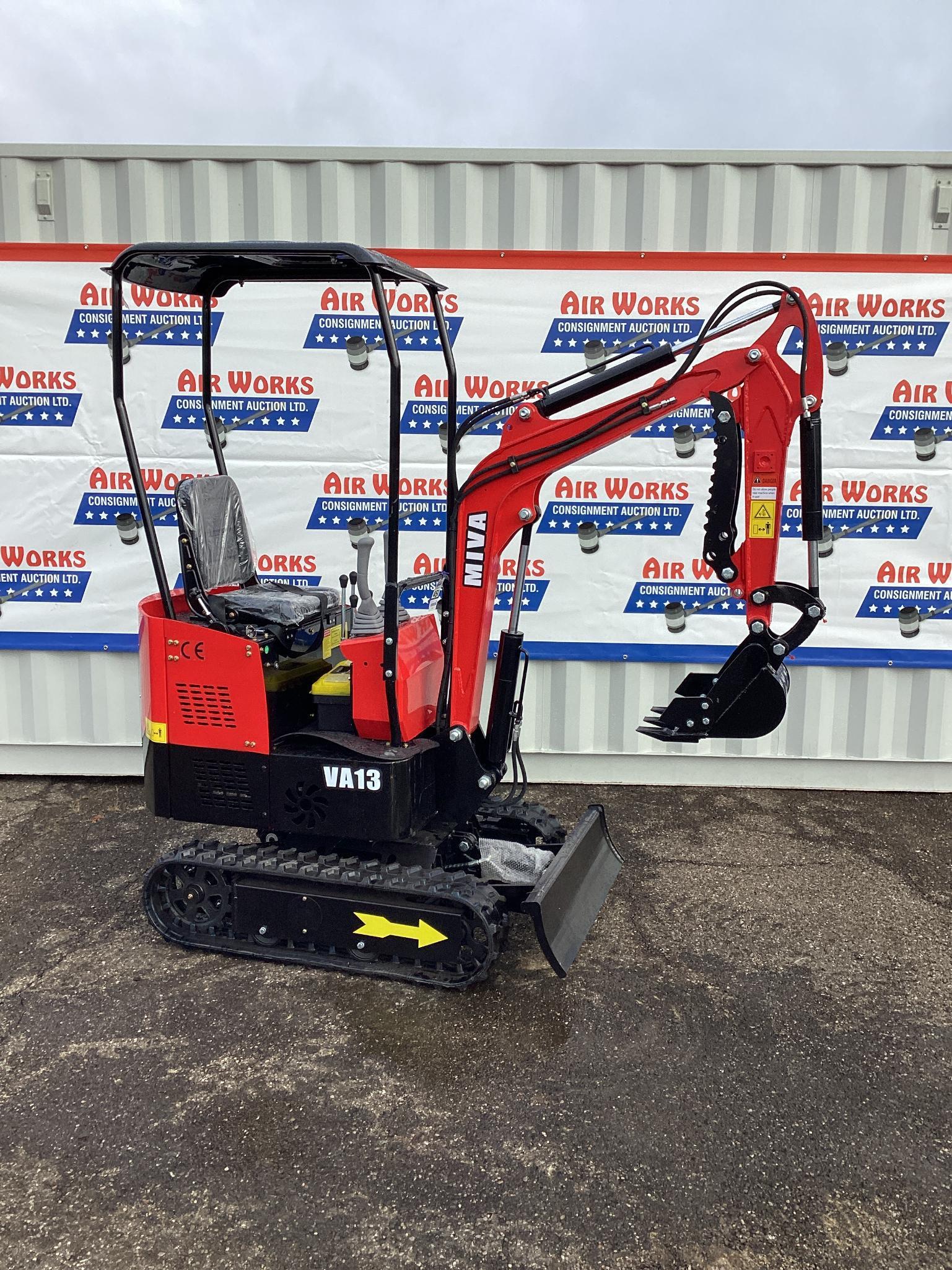 New Unused MIVA Model VA13 Mini Excavator, 13.5 Hp Gas Engine, Dozer Blade, Aux, Hydraulics